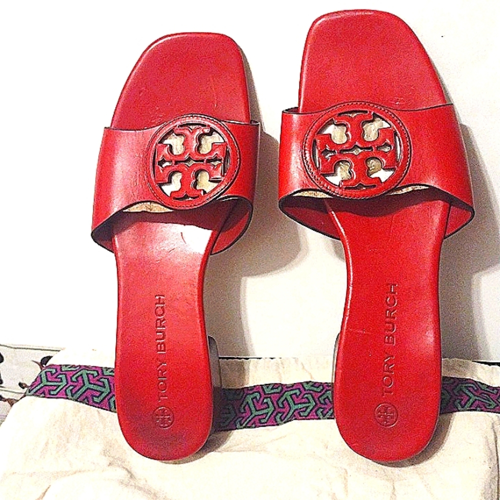 Tory Burch heeled sandals, red leather